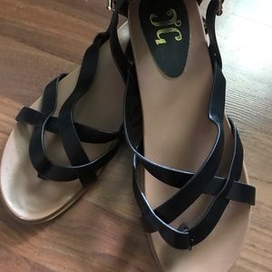Black criss cross sandals. Size 10